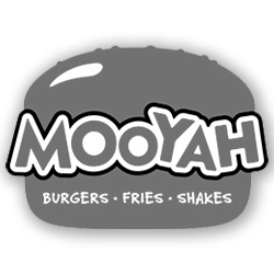 Black and white logo for MOOYAH Burgers, Fries, and Shakes