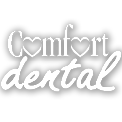 Black and white logo for Comfort Dental