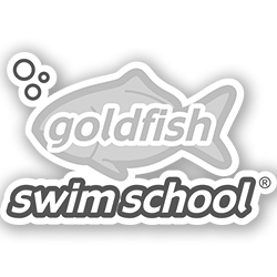 Black and white logo for Goldfish Swim School