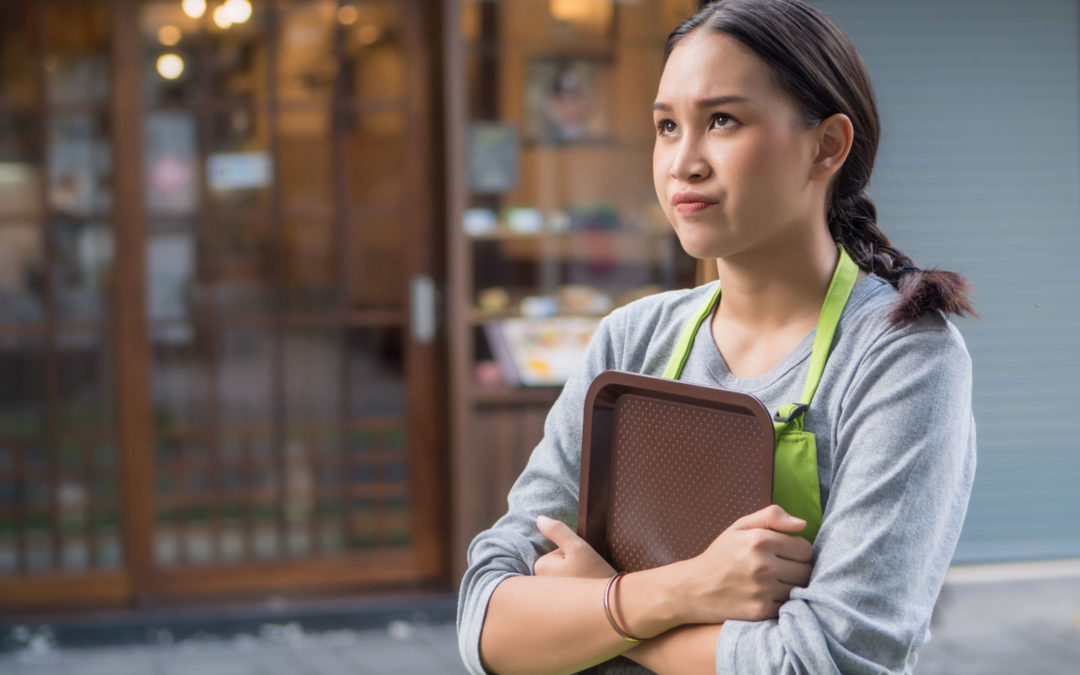 Cafe worker displeased with the music in her business