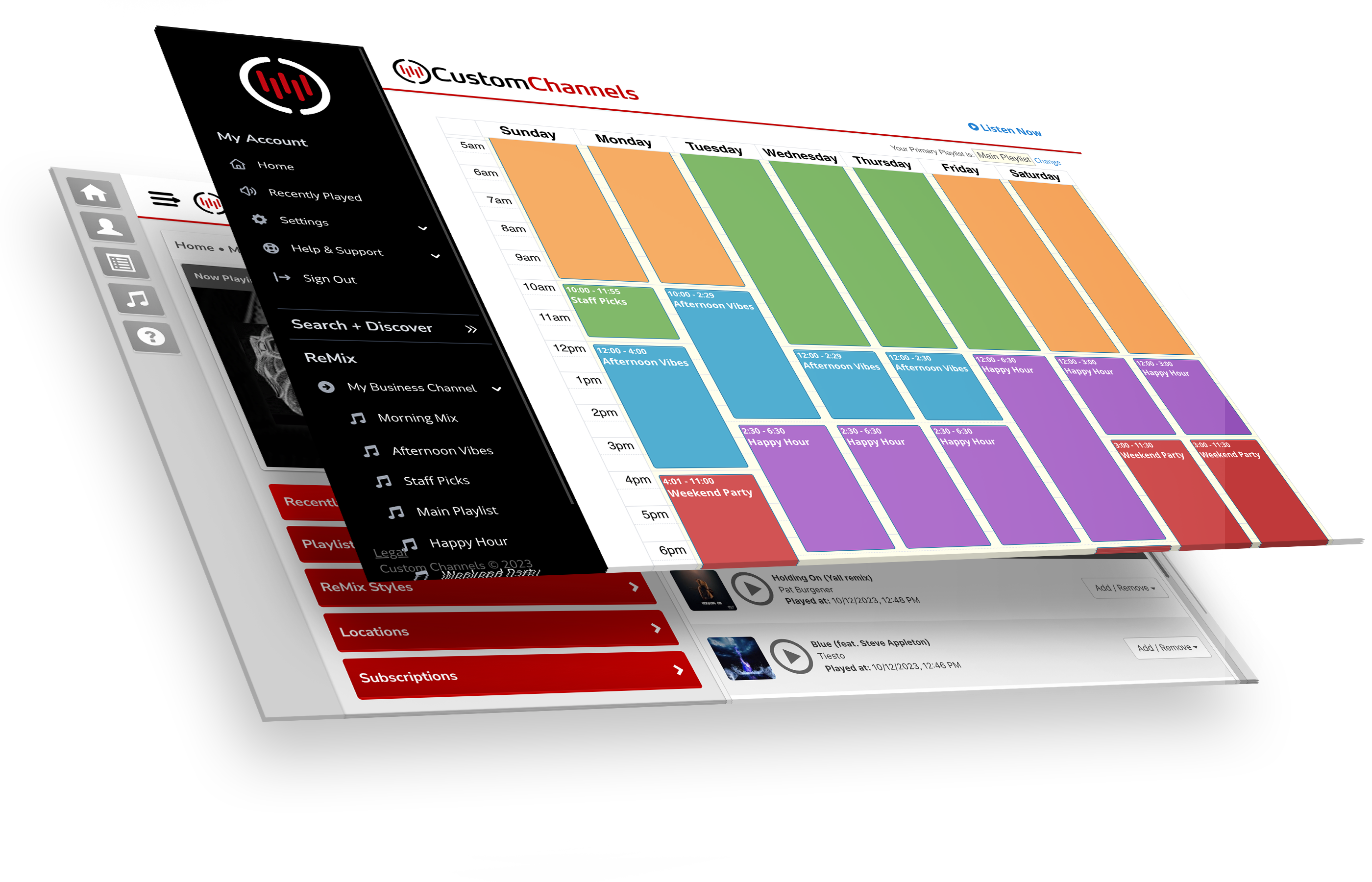 A screenshot of the client dashboard showing the ReMix Scheduler and home page.